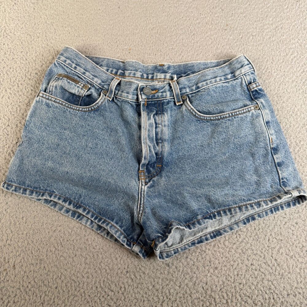 VINTAGE CALVIN KLEIN Jean Shorts Womens 11 Blue 32x3 Hipster Double Stone Wash